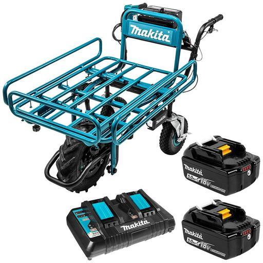 Makita DCU180PT2F 36V (18V x 2) 5.0Ah Li-ion Brushless Wheelbarrow with Pipe Frame 199116-7 Combo Kit