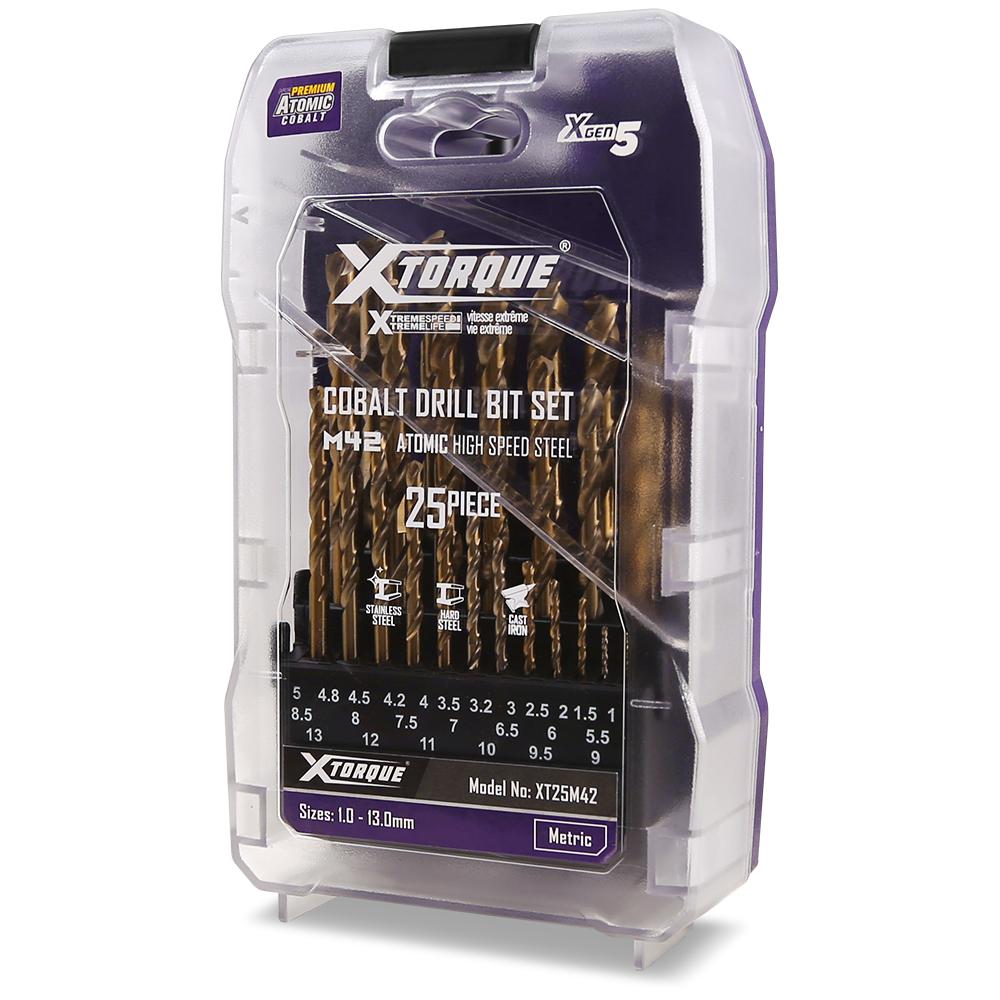 Xtorque XT25M42 25pce XGEN5 Metric Atomic 27+ M42 HSS Cobalt Drill Bit Set
