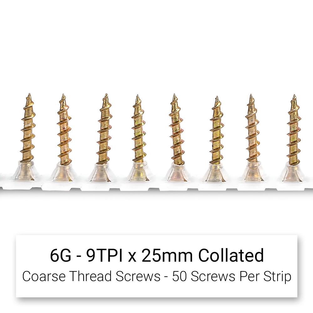 Xtorque XCH25 6G - 9TPI x 25mm Collated Coarse Thread Screws - 1000pcs – image 2