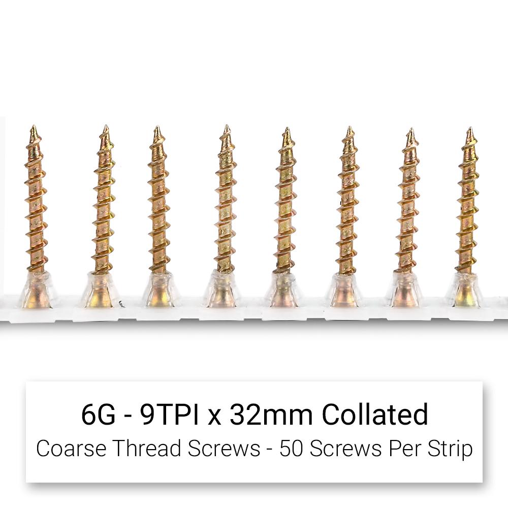 Xtorque XCH32 6G - 9TPI x 32mm Collated Coarse Thread Screws - 1000pcs – image 2