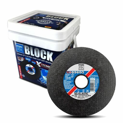PFERD 75650763 (75650553) 100-Pack Bucket 125mm (5") x 1mm Ultra Thin Block Inox Metal Cutting Wheels – image 3