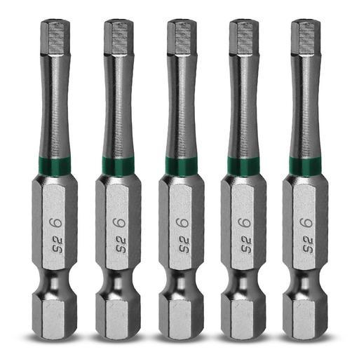 Xtorque 5PKHT650 HEX 6 50mm Hex Tamper Head Torsion Magnetic Driver Bit - 5 Pack
