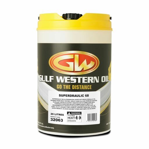 Gulf Western 32063 20L Hydraulic Pump Oil Superdraulic ISO 68