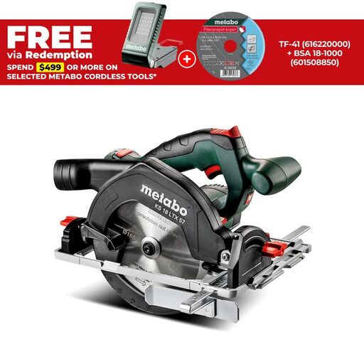 Metabo KS 18 LTX 57 (601857890) 18V Li-ion Cordless 165mm (6-1/2") Circular Saw - Skin Only