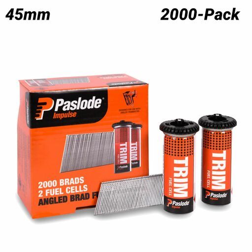 Paslode B20745 2000-Pack 45mm 16 Gauge Zinc Plated Angled Brad Nails with Fuel