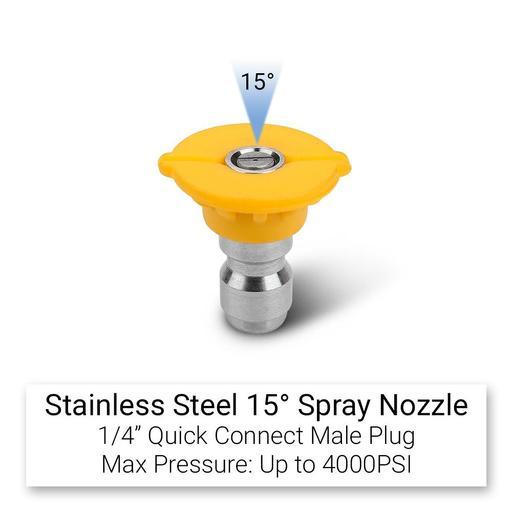 Typhoon T25YN Stainless Steel 1/4" 15° 025 Yellow Pressure Washer Nozzle  – image 3