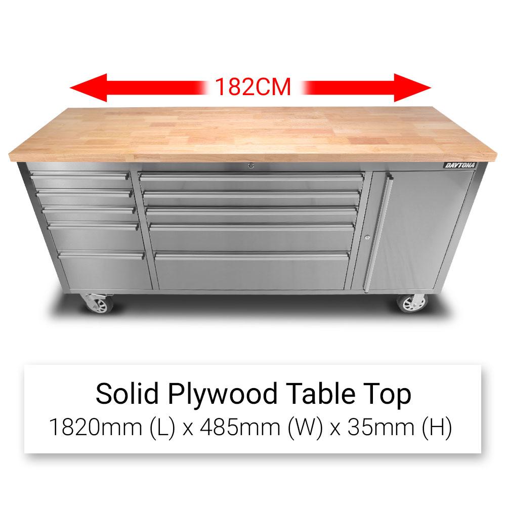 Daytona D72SWB 1828mm (72") Stainless Steel 10 Drawer Work Bench Tool Trolley – image 5