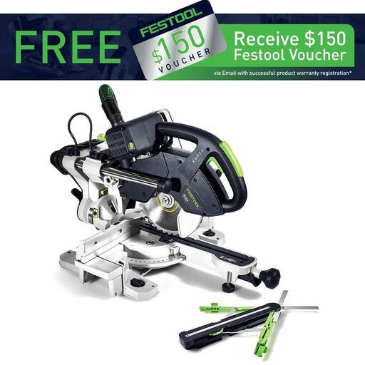 Festool KS 60 E-Set (561695) 1200W 215mm (8-1/2") Slide Compound Mitre Saw with Smart Bevel