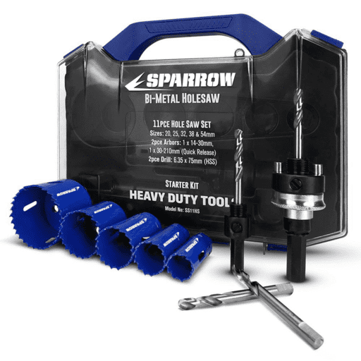 Sparrow SS11HS 11pce Professional Grade Bi-Metal Holesaw Starter Apprentice Kit