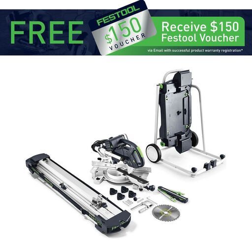 Festool KS 60 E-UG Set (575465) 1200W 215mm (8-1/2") Slide Compound Mitre Saw with Stand