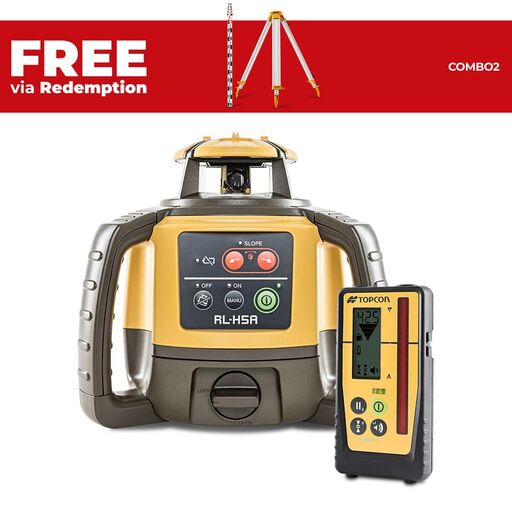 Topcon RL-H5A (1021200-26) Red Beam Self-Leveling Rotary Grade Laser Level Kit with LS-110D Receiver