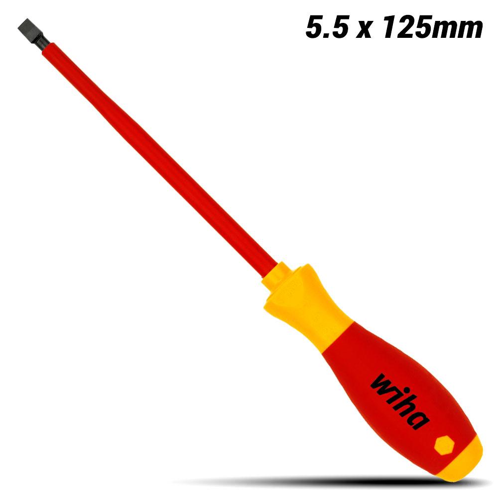 Wiha 40823 5.5 x 125mm 320N VDE SoftFinish Slotted Screwdriver – image 1