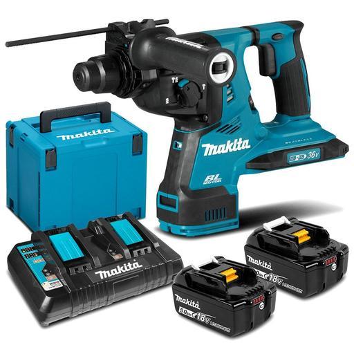 Makita DHR282PT2J (18V x 2) 5.0Ah Li-ion Cordless Brushless AWS SDS Plus Rotary Hammer Combo Kit