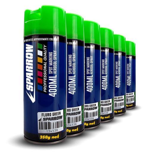 Sparrow SFG350x6 6-Pack 350g 400ml Fluro Green Spot Marking Spray Paint – image 2