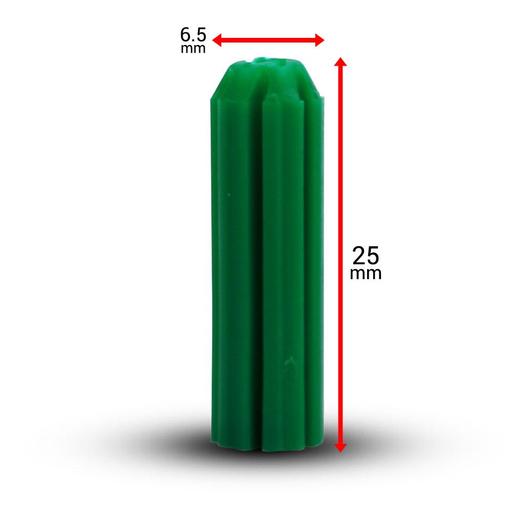 Fixed Fasteners F6525P 25-Pack 6.5 x 25mm Green Wall Plugs – image 3