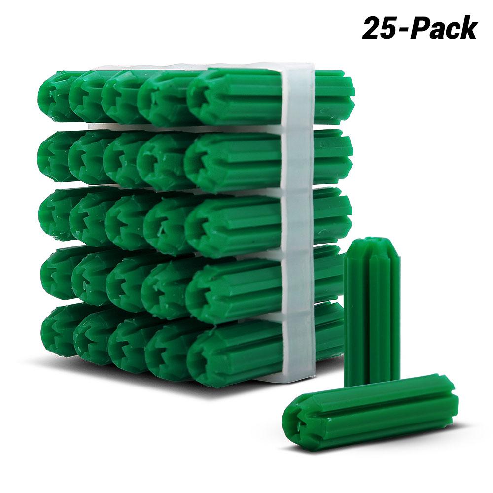 Fixed Fasteners F6525P 25Pack 6.5 x 25mm Green Wall Plugs