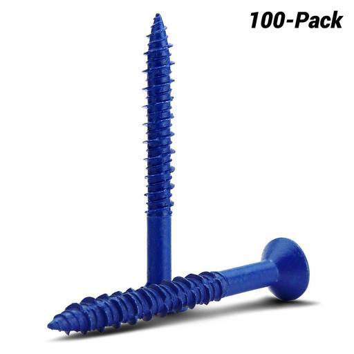 Fixed Fasteners F658CS 100-Pack 6.5 x 58mm Fine Thread Blue Ruspert Countersunk Concrete Screws