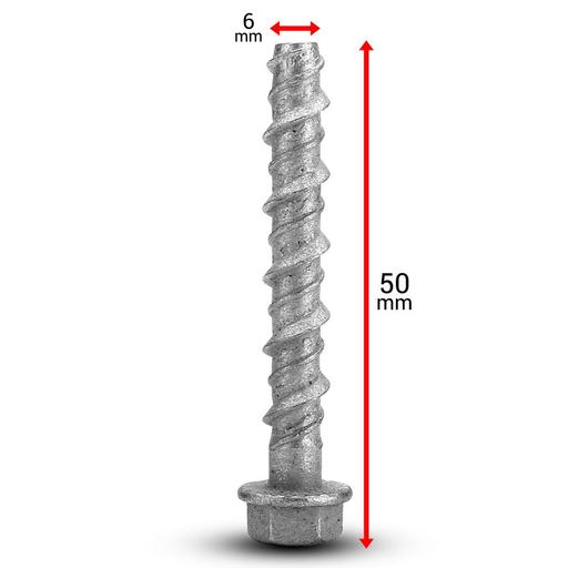 Fixed Fasteners F650GB 100-Pack 6 x 50mm Hex Flange Galvanised Concrete Screw Bolts – image 3