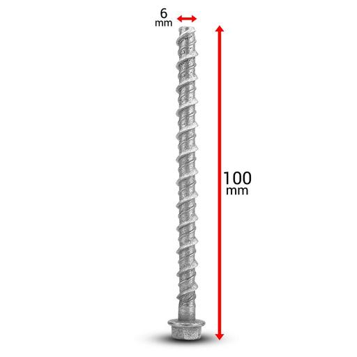 Fixed Fasteners F61GCB 100-Pack 6 x 100mm Hex Flange Galvanised Concrete Screw Bolts – image 3