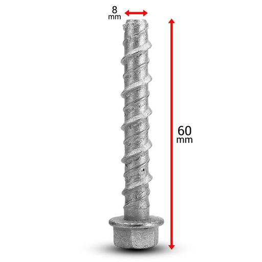 Fixed Fasteners F860GB 100-Pack 8 x 60mm Hex Flange Galvanised Concrete Screw Bolts – image 3