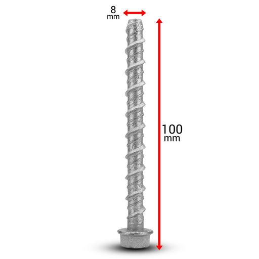 Fixed Fasteners F810GB 100-Pack 8 x 100mm Hex Flange Galvanised Concrete Screw Bolts – image 3