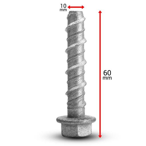 Fixed Fasteners F160GB 50-Pack 10 x 60mm Hex Flange Galvanised Concrete Screw Bolts – image 3