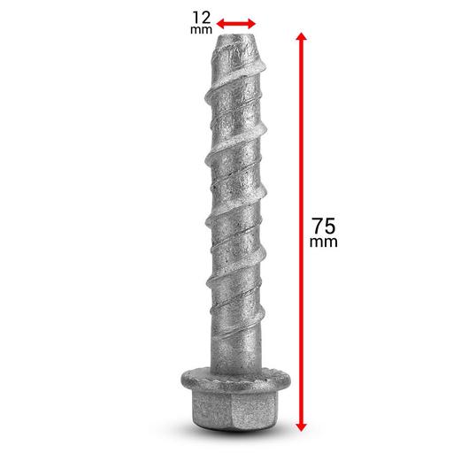 Fixed Fasteners F1275GB 50-Pack 12 x 75mm Hex Flange Galvanised Concrete Screw Bolts – image 3