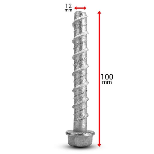 Fixed Fasteners F1210GB 50-Pack 12 x 100mm Hex Flange Galvanised Concrete Screw Bolts – image 3