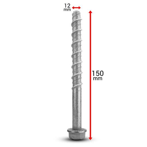 Fixed Fasteners F1215GB 50-Pack 12 x 150mm Hex Flange Galvanised Concrete Screw Bolts – image 3