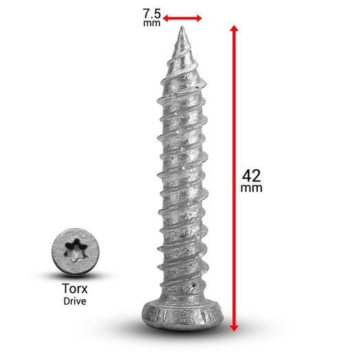Fixed Fasteners FGMS1 100-Pack 7.5 x 42mm Torx Drive Galvanised All Purpose Screws – image 3