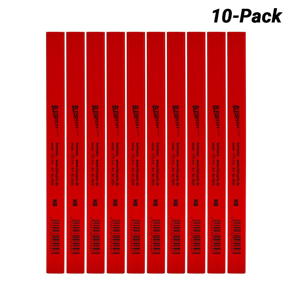 Bleispitz 1454 10-Pack HB 175mm Octagonal Red Carpenter Pencils - MADE IN EUROPE – image 1