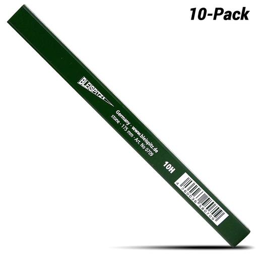 Bleispitz 1515 10-Pack 10H 175mm Octagonal Green Carpenter Pencils - MADE IN EUROPE