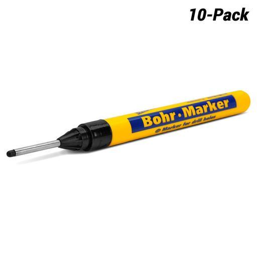 Bleispitz 0587-10 10-Pack Quick Dry Extra Long Tip Black Drill Hole Markers - MADE IN GERMANY