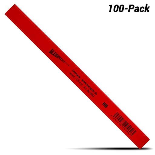 Bleispitz 0693 100-Pack HB 175mm Octagonal Red Carpenter Pencils - MADE IN EUROPE