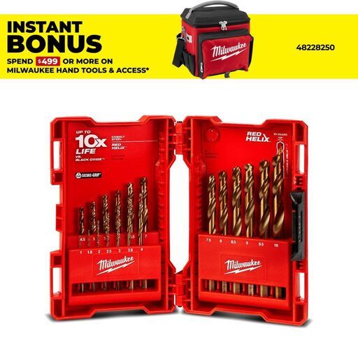 Milwaukee 48892530 19pce RED HELIX Cobalt Drill Bit Set