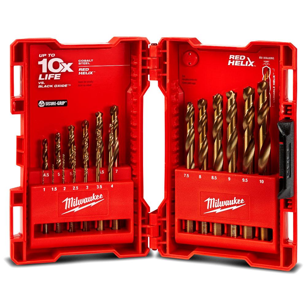 Milwaukee 48892530 19pce RED HELIX Cobalt Drill Bit Set