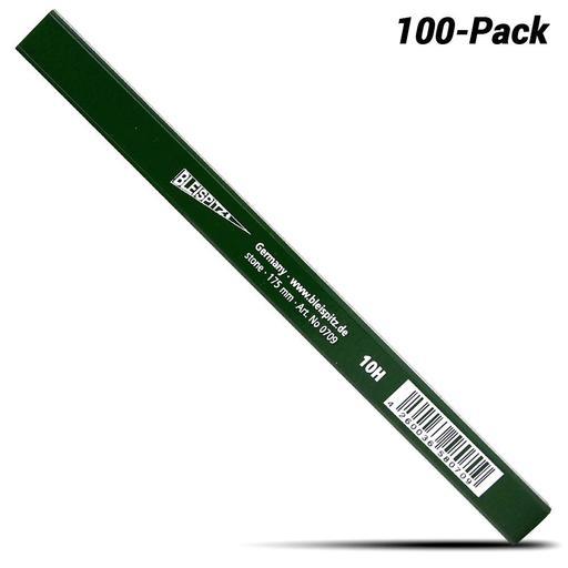 Bleispitz 0709 100-Pack 10H 175mm Octagonal Green Carpenter Pencils - MADE IN EUROPE