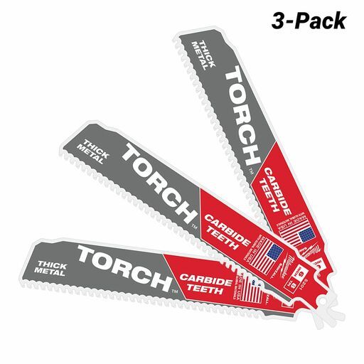 Milwaukee 48475301 (48005301) 3-Pack 150mm The TORCH with Carbide Teeth SAWZALL Recipro Saw Blades – image 2