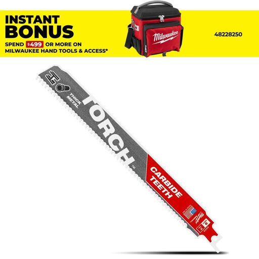 Milwaukee 48005202 Single 230mm The TORCH with Carbide Teeth SAWZALL Recipro Saw Blade