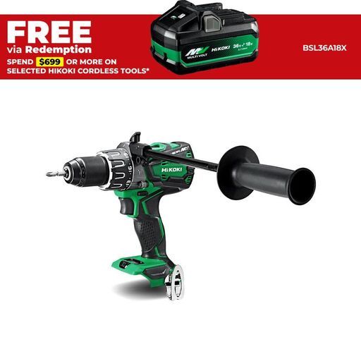 HiKOKI DV36DA(H4Z) 36V Li-Ion Cordless Brushless MultiVolt Impact Hammer Driver Drill - Skin Only