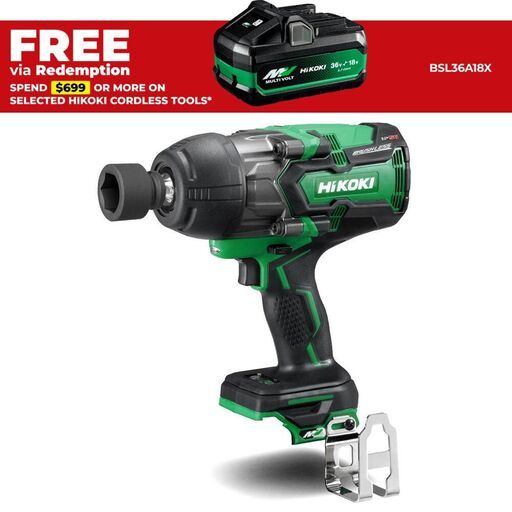 HiKOKI WR36DB(H4Z) 36V Li-Ion Cordless Brushless MultiVolt IP56 12.7mm (1/2") Impact Wrench - Skin Only – image 1
