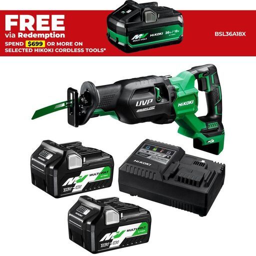 HiKOKI CR36DA(HGZ) 36V 5.0Ah/2.5Ah Li-Ion Cordless Brushless MultiVolt Reciprocating Saw Combo Kit