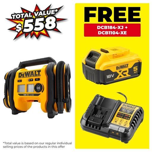 DeWalt DCC018N-XJ 18V XR Li-ion Cordless Triple Source Tyre Inflator - Skin Only