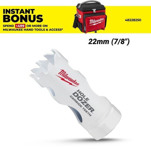 Milwaukee 49560704 22mm (7/8") HOLE DOZER Carbide Teeth Bi-Metal Hole Saw