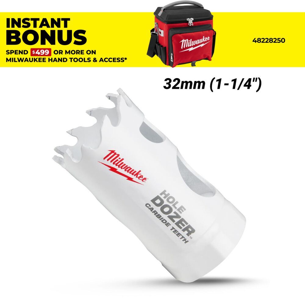 Milwaukee 49560710 32mm (1-1/4") HOLE DOZER Carbide Teeth Bi-Metal Hole Saw – image 1