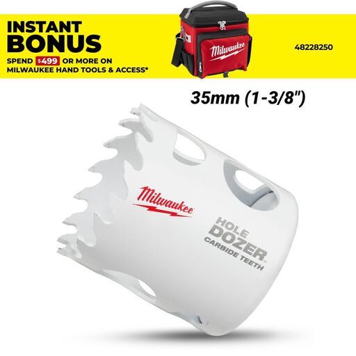 Milwaukee 49560712 35mm (1-3/8") HOLE DOZER Carbide Teeth Bi-Metal Hole Saw