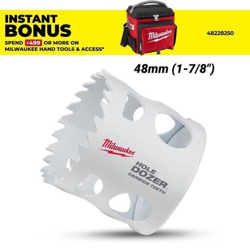 Milwaukee 49560719 48mm (1-7/8") HOLE DOZER Carbide Teeth Bi-Metal Hole Saw