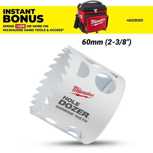 Milwaukee 49560726 60mm (2-3/8") HOLE DOZER Carbide Teeth Bi-Metal Hole Saw