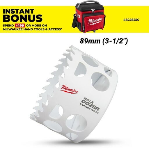 Milwaukee 49560738 89mm (3-1/2") HOLE DOZER Carbide Teeth Bi-Metal Hole Saw