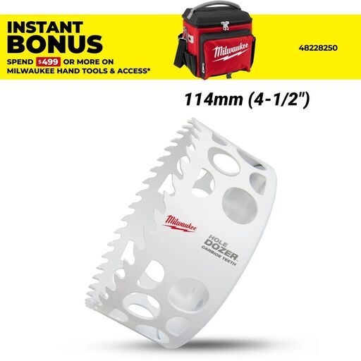 Milwaukee 49560746 114mm (4-1/2") HOLE DOZER Carbide Teeth Bi-Metal Hole Saw